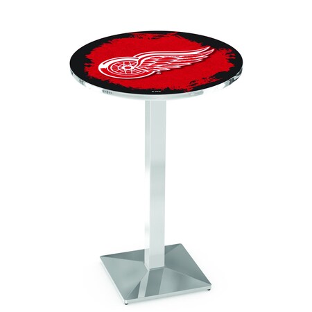 Holland Bar Stool Co 36" Chrome Detroit Red Wings Pub Table L217C3628DetRed